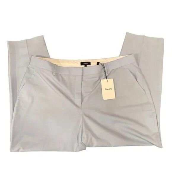 THEORY Treeca 2 SKY Blue Traceable Wool Cropped Pant NWT (flawed) Size 18 - Picture 2 of 15